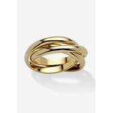 Women's Yellow Gold-Plated Rolling Triple Band Crossover Ring Jewelry by PalmBeach Jewelry in Gold (Size 9)