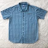 Columbia Shirts | Columbia Plaid Button Down Blue And White Mens Shirt Size Large Regular Fit | Color: Blue/White | Size: L