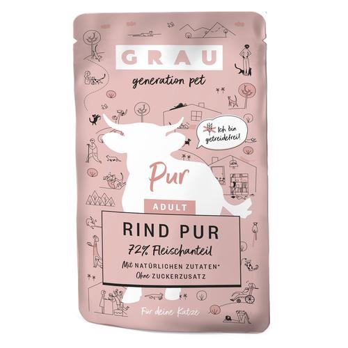 16x125g GRAU Adult Getreidefrei Rind Pur Katzenfutter nass