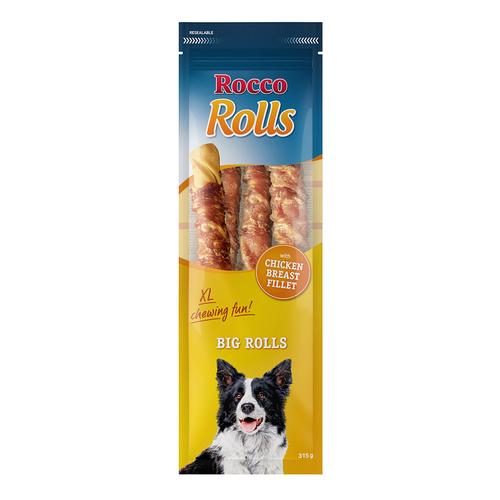 3x 315g Rocco Big Rolls mit Hühnerbrustfilet Hundesnaks