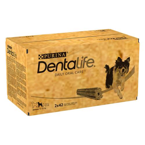 2 x 84 Sticks (28 x 69 g) PURINA Dentalife Tägliche Zahnpflege-Snacks für mittelgroße Hunde...