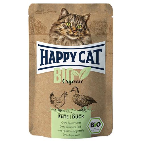 Sparpaket: 24x85g Happy Cat Bio Pouch Bio-Huhn Katzenfutter nass