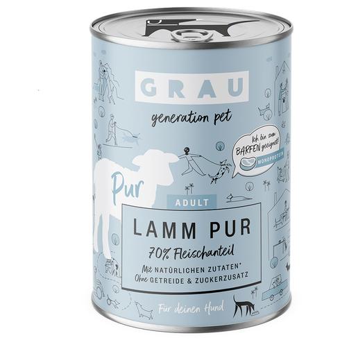 24x 400g GRAU Hundefutter Lamm Pur mit Leinöl Hundefutter nass