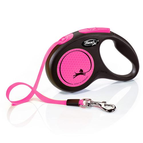 flexi New Neon Gurt-Leine pink, 5m/S bis 15kg Hund