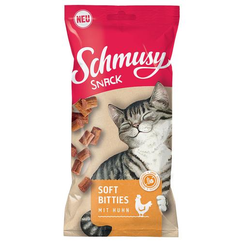 8x60g Schmusy Snack Soft Bitties mit Huhn Katzensnacks