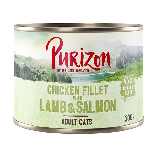24x 200g Purizon Adult Hühnerfilet mit Lachs & Lamm getreidefreies Katzen Nassfutter