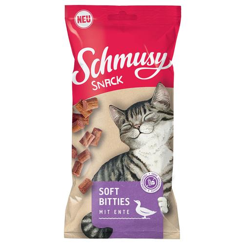 8x60g Schmusy Snack Soft Bitties mit Ente Katzensnacks