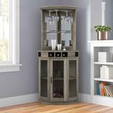 Andover Mills™ Haakenson 73" Height Corner Bar w/ Wine Storage Wood/Glass in Gray | 73 H x 23.63 D in | Wayfair A190AF1F89B042C482DC27D6D9E50C36