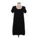 Pink Rose Casual Dress - Shift: Black Solid Dresses - Women's Size Small