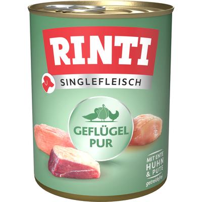 Sparpaket: 12x800g RINTI Singlefleisch Geflügel Pur Hundefutter nass