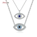 TONGZHE-Collier pendentif en argent regardé 925 mauvais œil porte-bonheur bleu CZ bijoux JOTurkey
