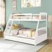 Modern Solid Wood Twin Over Full Bunk Bed with Guardrails, Removable Ladder and Two Storage Drawers