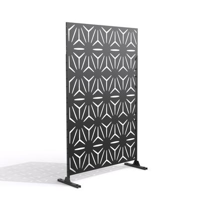 Black Metal Free Standing Outdoor Privacy Screen for Patio Garden