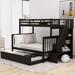 Twin-over-Full Bunk Bed with Trundle & Storage Stairway, Converts into 1 Twin Bed & 1 Full Bed & 1 Twin Trundle