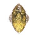 Sky Arc,'Gold Accented Lemon Quartz Cocktail Ring from Bali'