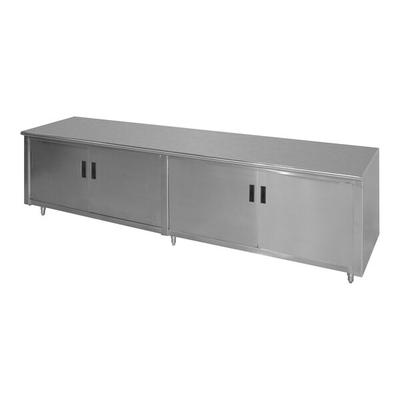 Advance Tabco HB-SS-247M 24" x 84" 14 Gauge Enclosed Base Stainless Steel Work Table with Hinged Doors and Fixed Midshelf