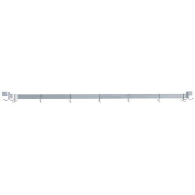 Advance Tabco SW1-120 120" Stainless Steel Wall Mounted Single Line Pot Rack with 9 Double Prong Hooks