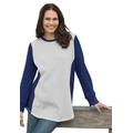 Plus Size Women's Colorblock Scoopneck Thermal Sweatshirt by Woman Within in Heather Grey Evening Blue (Size L)