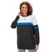 Plus Size Women's Color Block Long Sleeve Sweatshirt by Woman Within in Heather Charcoal Bright Cobalt White (Size 2X)