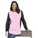 Plus Size Women's Colorblock Scoopneck Thermal Sweatshirt by Woman Within in Pink Heather Charcoal (Size 2X)