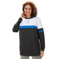Plus Size Women's Color Block Long Sleeve Sweatshirt by Woman Within in Heather Charcoal Bright Cobalt White (Size 5X)