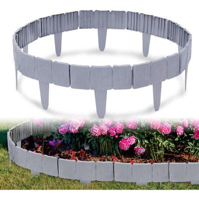 Uisebrt - Rasenkante Kunstoff Beeteinfassung Steinoptik Palisade Beetumrandung Maehkante Gartenzaun Image