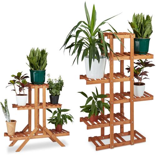 2x Pflanzentreppe im Set, Blumentreppe, Blumenregal, Pflanzenregal, Etagere, Blumenständer,