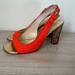 Kate Spade Shoes | Kate Spade Sophie Orange Linen Open Toe Slingback Heels Shoes 8 | Color: Orange | Size: 8