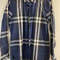 Burberry Shirts | Barely Worn Burberry Check Stretch Cotton Poplin Button Up Shirt | Color: Blue | Size: M