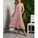 Suzanne Betro Dresses Women's Casual Dresses 101RED/IVORY - Red & Ivory Stripe Floral Square-Neck Sleeveless Midi Dress - Women & Plus
