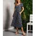 Suzanne Betro Dresses Women's Casual Dresses 101NAVY - Navy Abstract Scoop-Neck A-Line Dress - Women & Plus