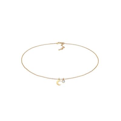 Elli Choker Halbmond Astro Mondstein 925 Silber goldfarben Damen Image