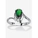 Women's Silvertone Simulated Pear Cut Birthstone And Round Crystal Ring Jewelry by PalmBeach Jewelry in Emerald (Size 9)