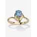 Women's Yellow Gold Plated Simulated Birthstone And Round Crystal Ring Jewelry by PalmBeach Jewelry in Aquamarine (Size 7)