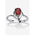 Women's Silvertone Simulated Pear Cut Birthstone And Round Crystal Ring Jewelry by PalmBeach Jewelry in Garnet (Size 6)