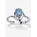 Women's Silvertone Simulated Pear Cut Birthstone And Round Crystal Ring Jewelry by PalmBeach Jewelry in Aquamarine (Size 9)
