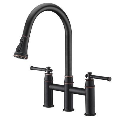 OAKLAND Pull Down Bridge Faucet w/ Accessories in Brown | 16 H x 8 W in | Wayfair K8239-ORB