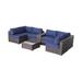 Sol 72 Outdoor™ Lazaro Wicker Fully Assembled 4 - Person Seating Group w/ Sunbrella Cushions in Blue/Brown | Wayfair