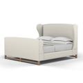 Tandem Arbor Herbert Wingback Upholstered Bed w/ Footboard Linen in Brown | 59 H x 81 W x 93 D in | Wayfair 102-10-CAL-10-KL-AL-WE