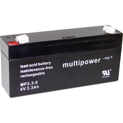 multipower PB-6-3,3-4,8 MP3,3-6 Bleiakku 6 V 3.3 Ah Blei-Vlies (AGM) (B x H x T) 134 x 65 x 34 mm Fl