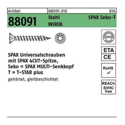 S 3x12 Senkkopf Bremsrippen T-Star Plus T10 Vollgewinde Wirox - Spax Image