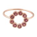 Delicate Petal,'Rose Gold-Plated Malaya Garnet Cocktail Ring'