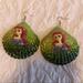 Disney Jewelry | New Disney The Little Mermaid Ariel Character Seashell Painted Glitter Earrings | Color: Green/Red | Size: Os