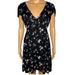 American Eagle Outfitters Dresses | American Eagle Black Floral Cut Out V-Neck Short Sleeve Mini Sundress Dress | Color: Black/White | Size: S