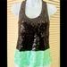 J. Crew Tops | Colorblock Jcrew Nwt Sequined Tank Top Sea Mist/Navy Sleeveless Drape Loose Fit | Color: Tan | Size: Xxs