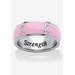 Women's Stainless Steel And Pink Enamel Breast Cancer Awareness Ribbon "Serenity Courage Strength" Inscribed by PalmBeach Jewelry in White (Size 10)