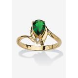 Women's Yellow Gold Plated Simulated Birthstone And Round Crystal Ring Jewelry by PalmBeach Jewelry in Emerald (Size 9)