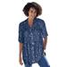 Plus Size Women's Pintucked Tunic Blouse by Woman Within in Navy Floral (Size 6X)