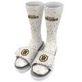 Men's ISlide White Boston Bruins Speckle Socks & Slide Sandals Bundle