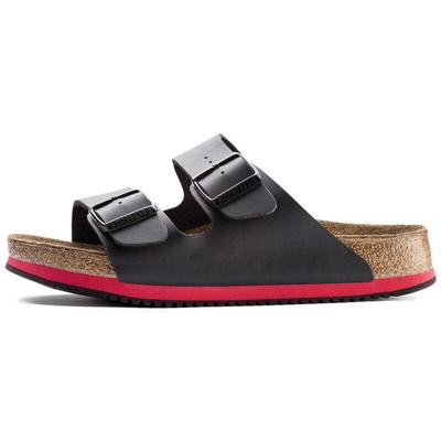 Sandale Arizona Superlauf, Birko-Flor, schwarz/rot, schmal, Größe 46 - Birkenstock